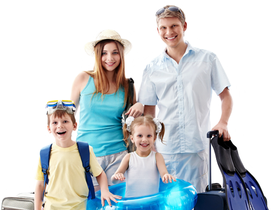 Tour Bag With Family (533x411), Png Download