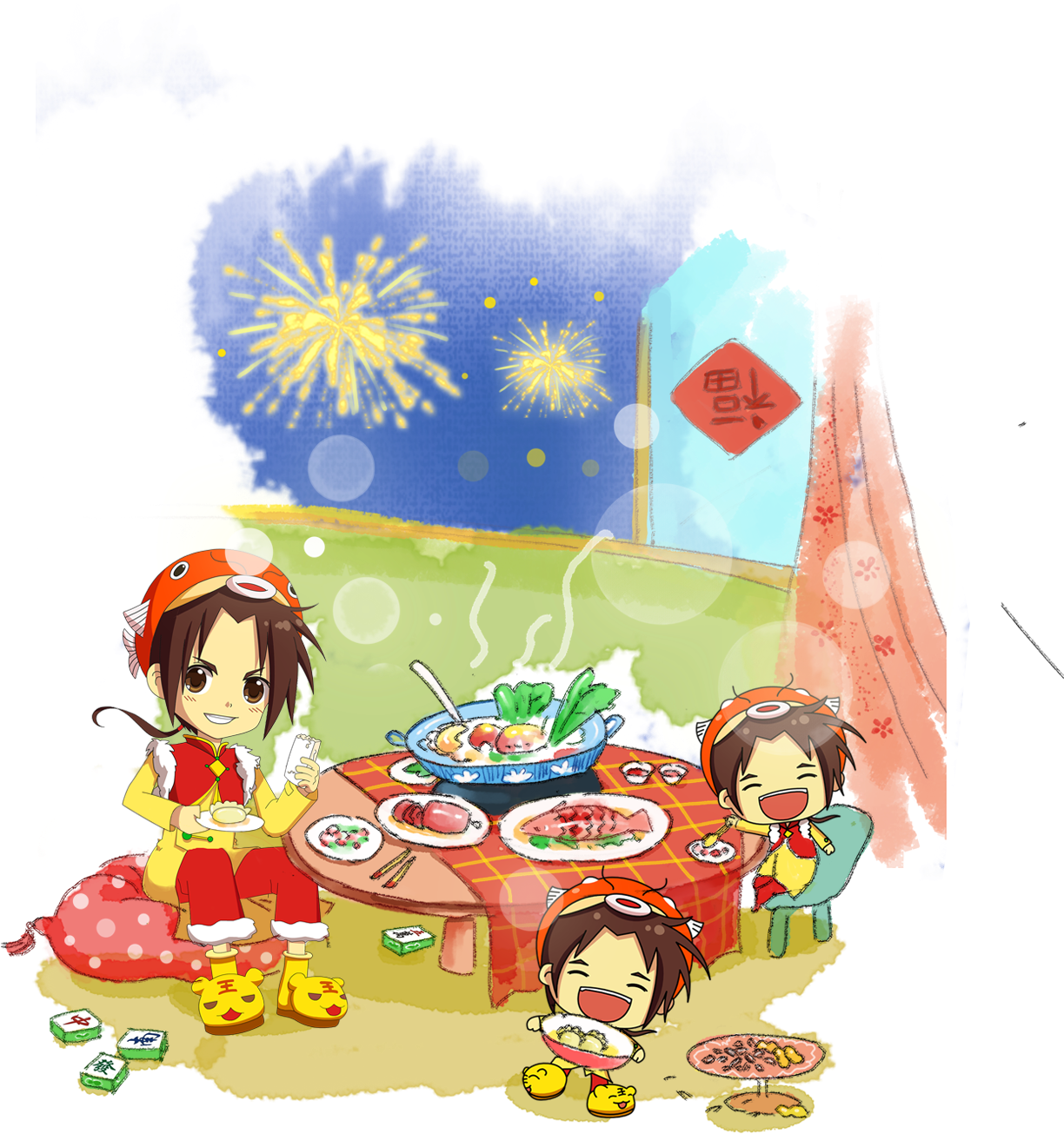 Oudejaarsdag Van De Maankalender Reunion Dinner Chinese - 節慶 守護 者 (2000x2000), Png Download