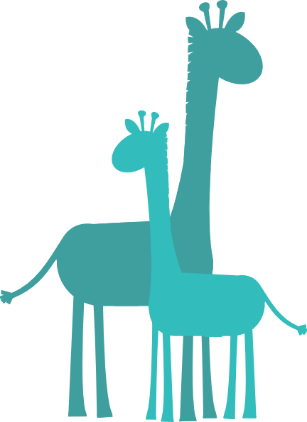 Baby Giraffe Family Clip Art At Clker - Teal Giraffe Baby Shower (432x595), Png Download