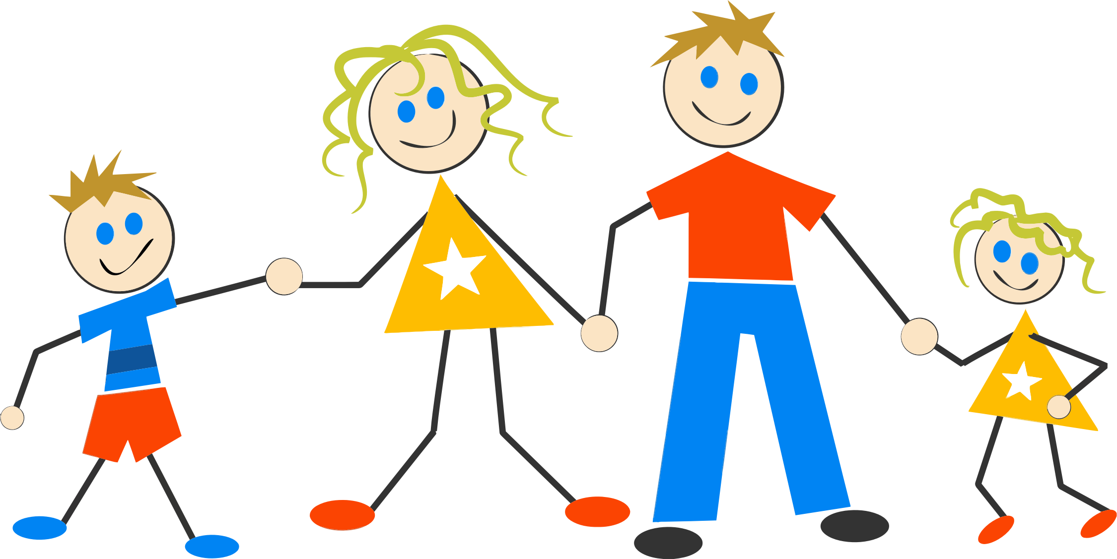 Stock Figure Big Image Png - Stick Figure Family Of 4 (2250x1127), Png Download