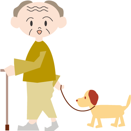 Dog Grandpa Using A Cane Male Free - Clip Art (640x480), Png Download