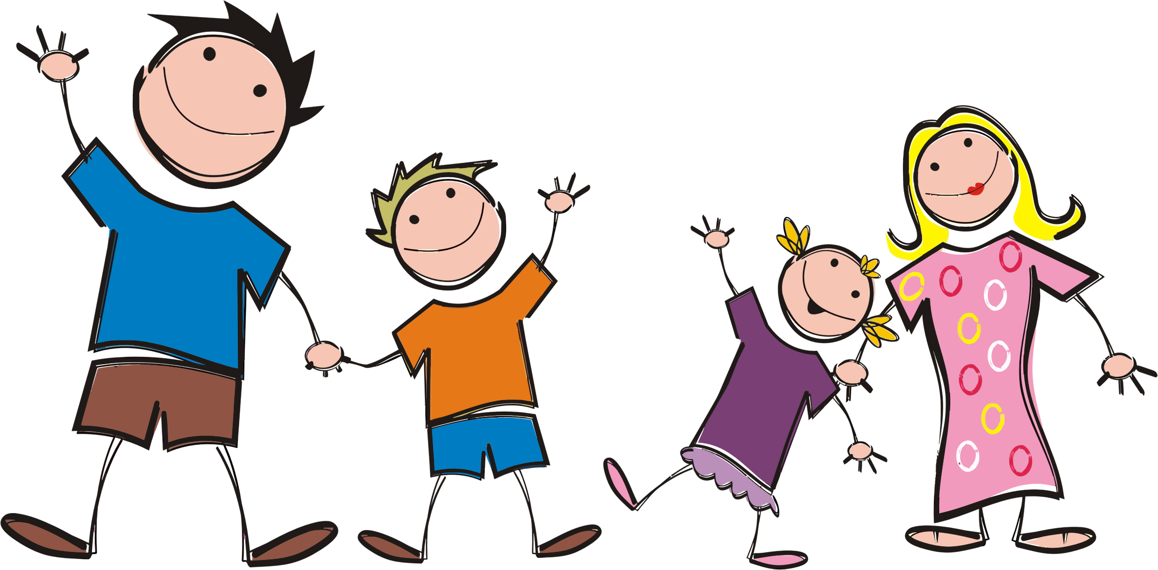 Family Stick Figures Png Graphic Library - Happy Family Clipart Png (2294x1130), Png Download