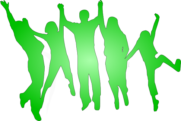 Family Clipart 5 People - Green People Clip Art (600x401), Png Download