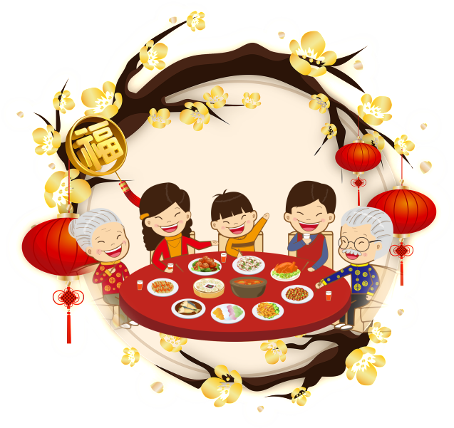 This Graphics Is Hand Drawn Cartoon Family Reunion - Greeting Card For Chinese New Year (1024x819), Png Download