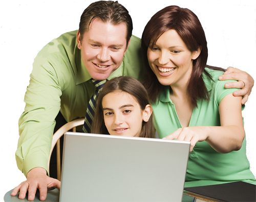 Family - Computer47 - Family With Computer Png (500x394), Png Download