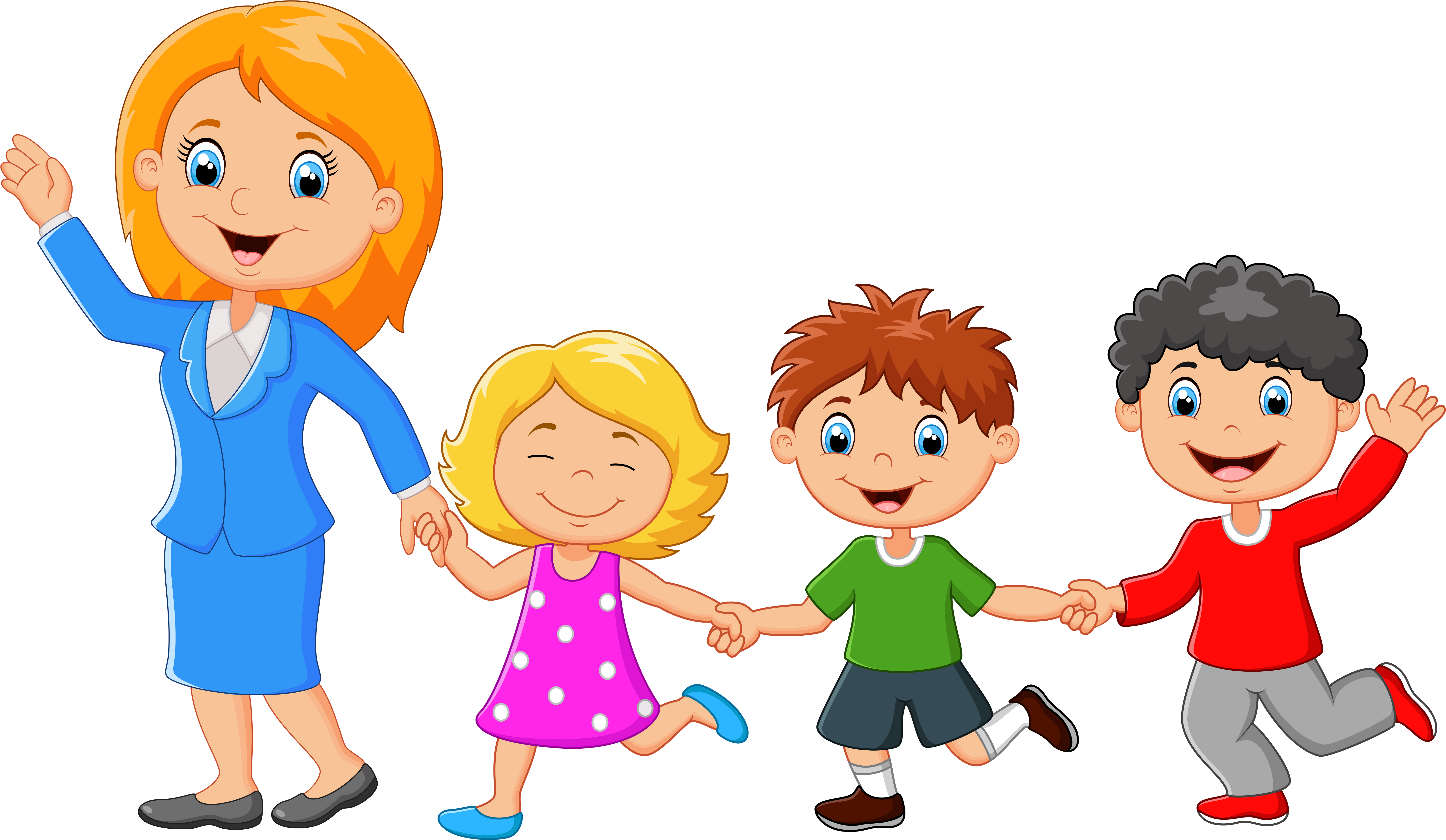 Clipart Resolution 6000*3609 - Single Mom Family Cartoon (6000x3609), Png Download