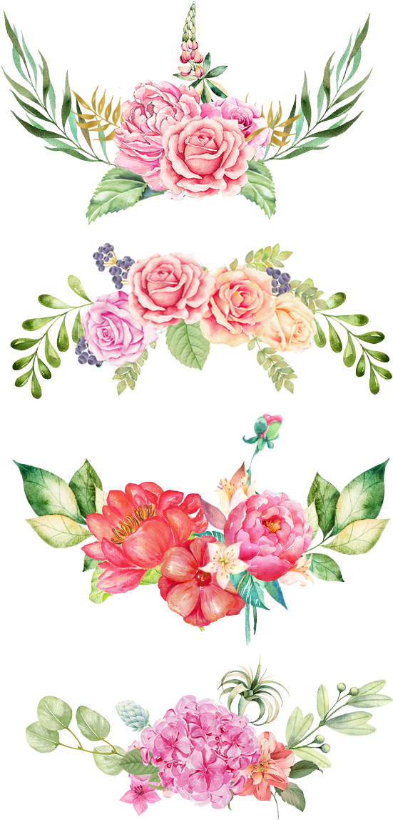 Floral Print Png - Watercolor Flowers Pink Border (800x1200), Png Download