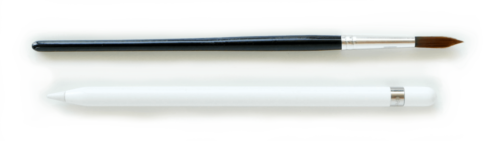 Apple Pencil And Watercolor Round Paintbrush - Watercolor Painting (1024x289), Png Download