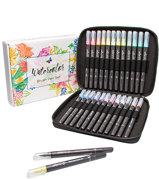 Refillable Watercolor Brush Pens - Watercolor Brush (515x600), Png Download