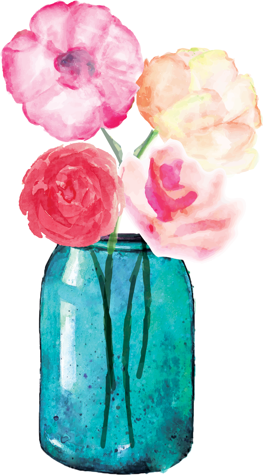 Freeuse Stock Lauren Baxter Flowers In A Mason Jar - Flower In Jar Png (2000x2828), Png Download