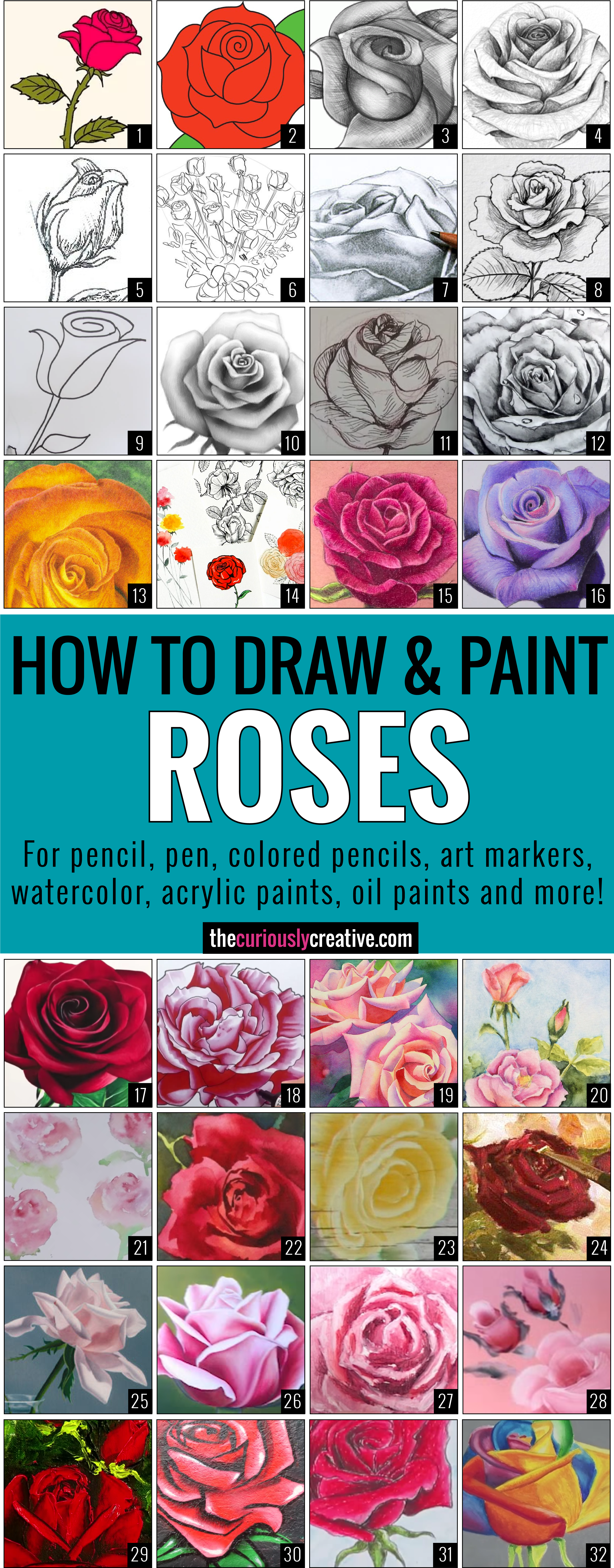 The Ultimate List Of Resources And Tutorials For How - Rose Painting (3375x8652), Png Download
