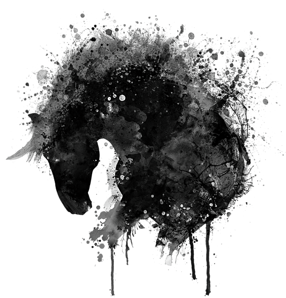 Click And Drag To Re-position The Image, If Desired - Black And White Watercolor Horse (600x600), Png Download