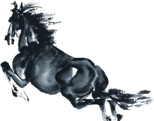 Graphic Black And White Download Ink Wash Painting - Water Color Horse Png (634x501), Png Download