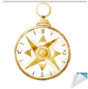 Watercolor Compass Wall Mural - Compass Watercolor (400x400), Png Download