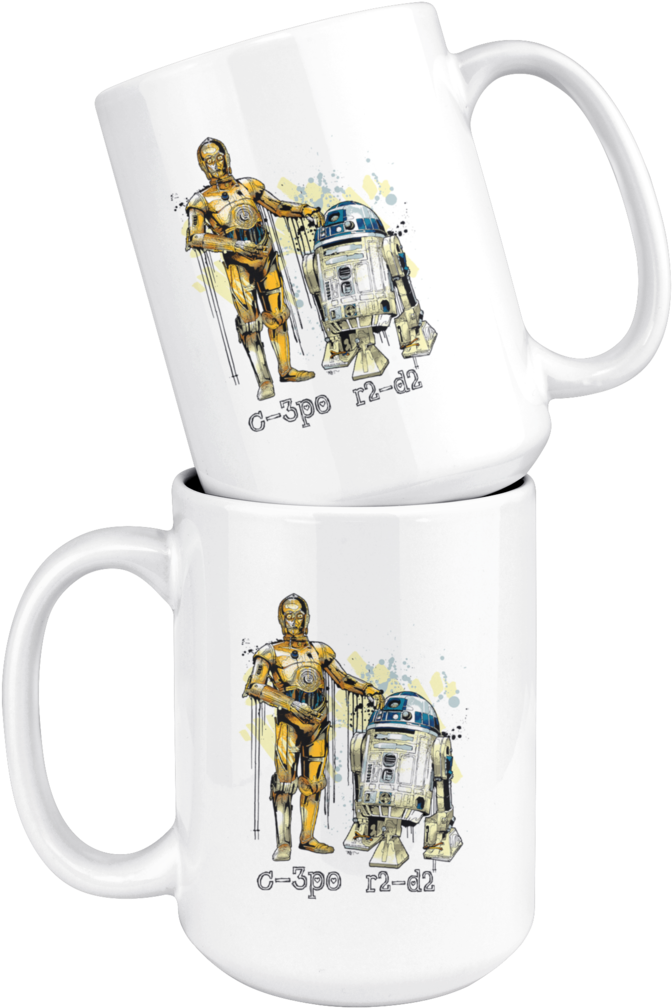 C3po And R2d2 Watercolor Mug Star Wars - C-3po (1024x1024), Png Download