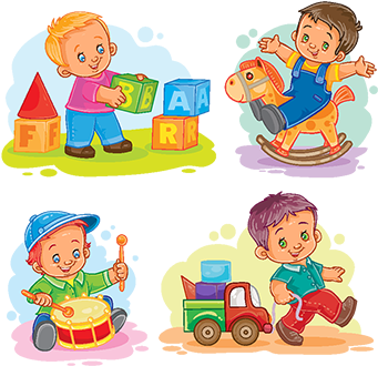 Set Of Vector Icons Little Boy Playing With Toys, Vector, - Preschool Coloring Book Playtime - English (360x360), Png Download