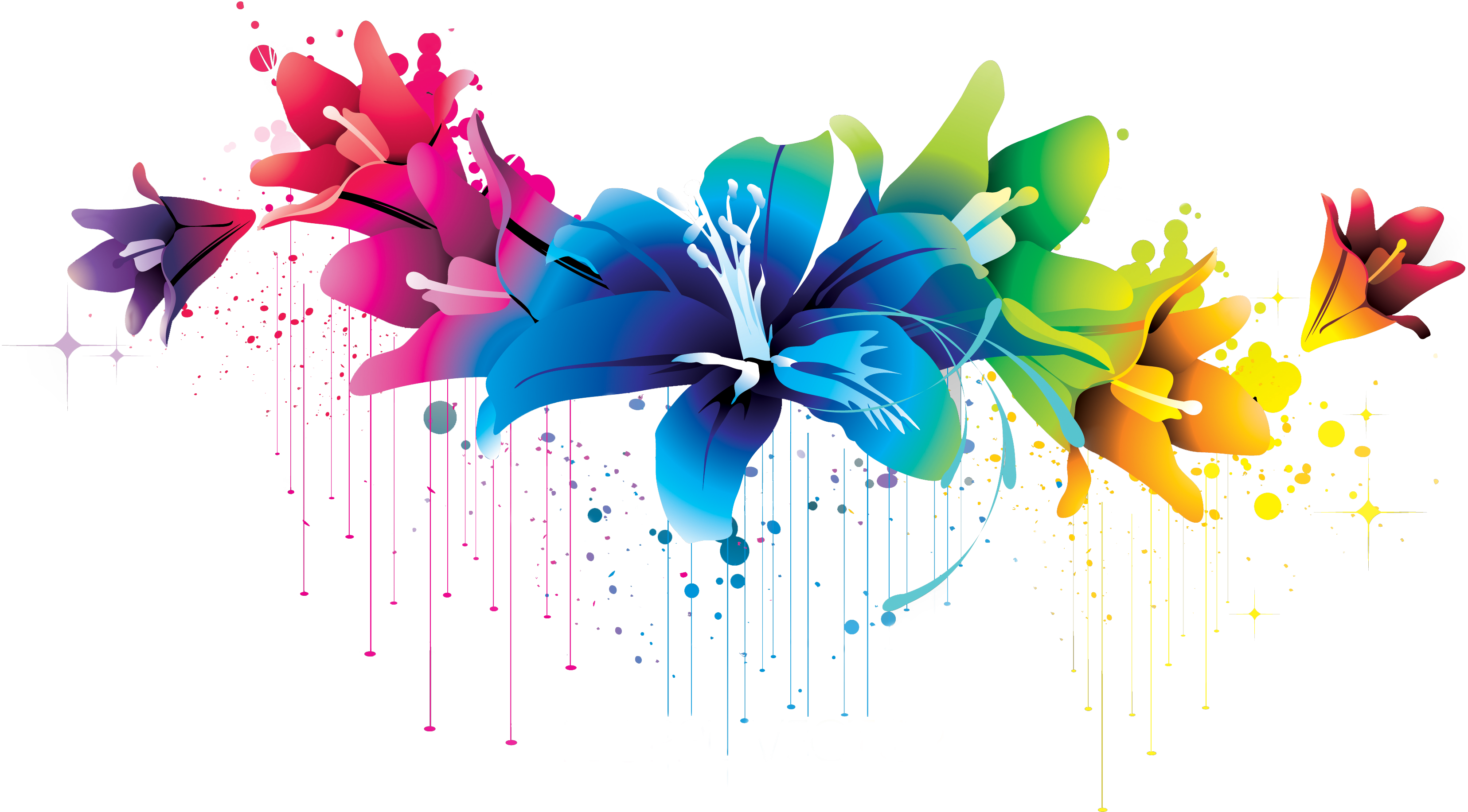Flowers Png - Colorful Flowers Png (3312x1833), Png Download