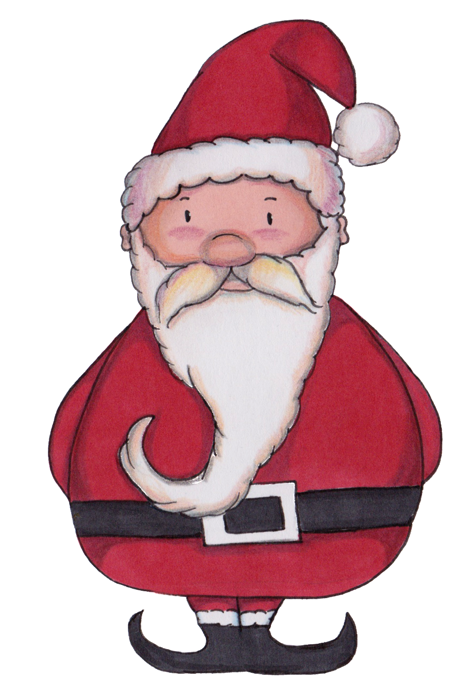 Hand Drawn Cartoon Santa Claus Png Transparent - Santa Claus (1024x1448), Png Download