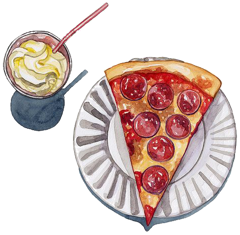 Pie Watercolor Png - Beebee Escaping The Giant Wave (564x566), Png Download