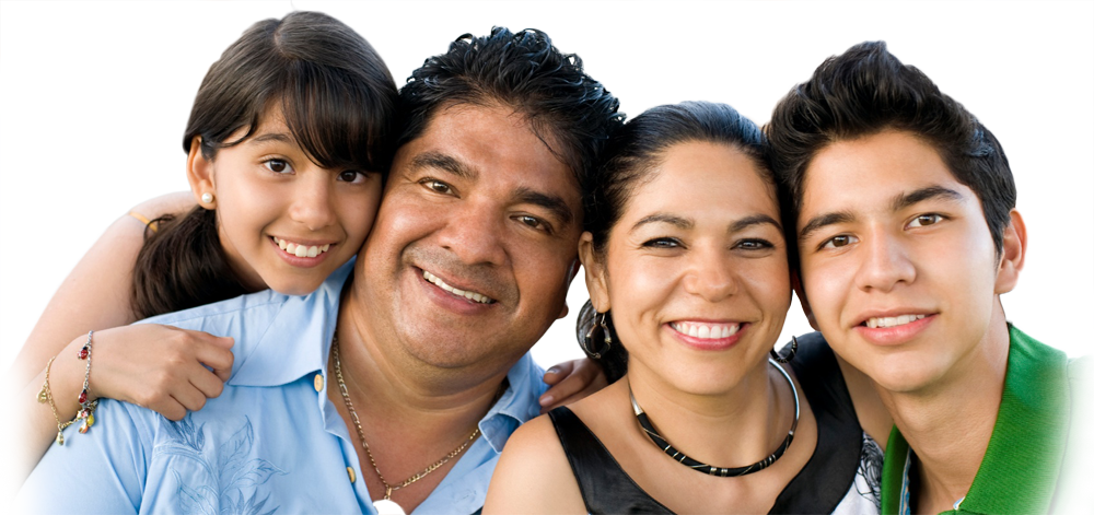 Hispanic Family Of Four (1000x471), Png Download