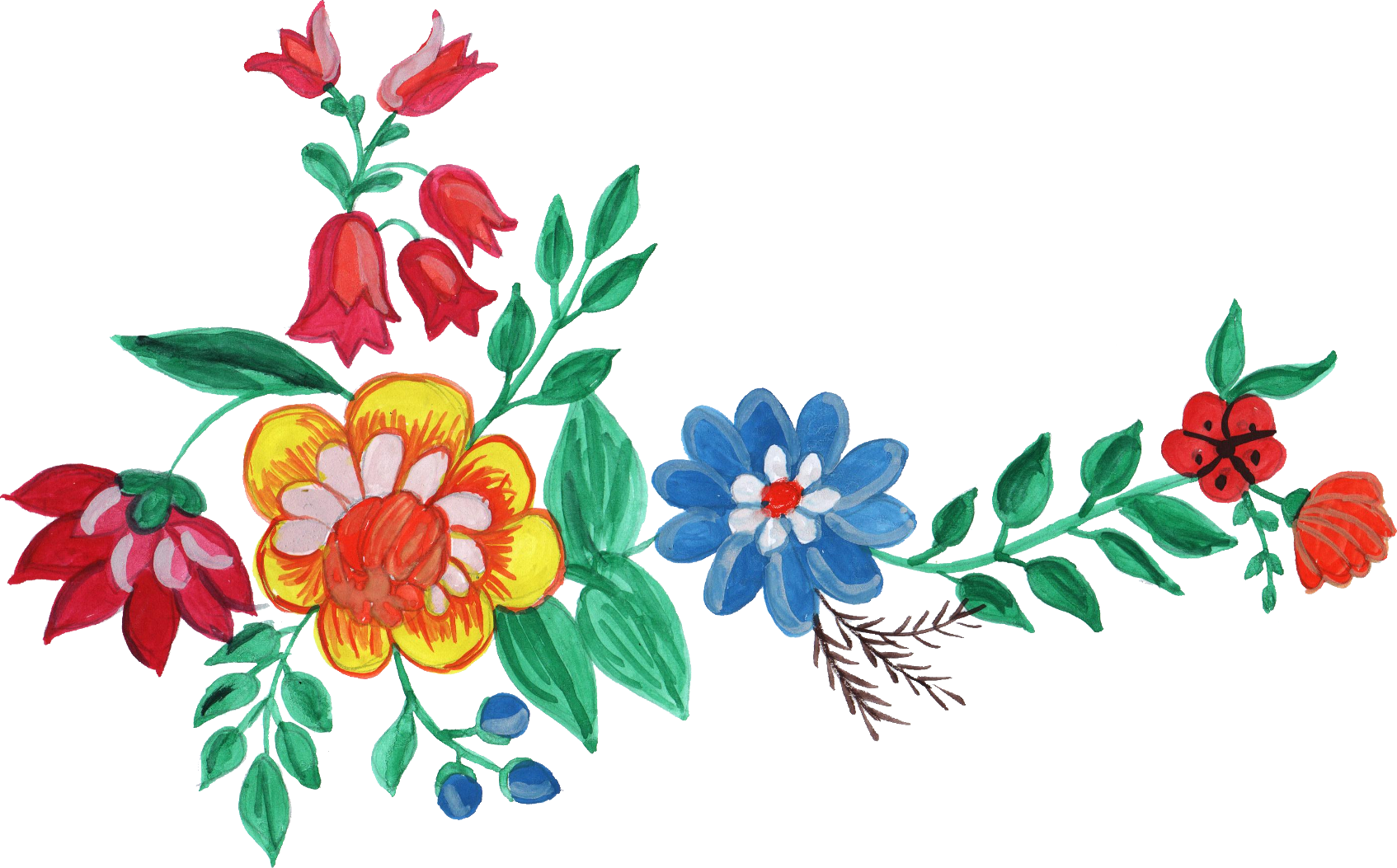5 Watercolor Flower Corner Vol - Flower In Png Format (1694x1053), Png Download