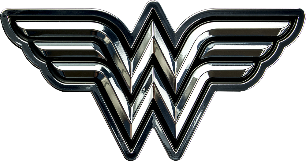 Wonder Woman Logo Chrome And Black Premium Emblem - Wonder Woman Logo Png (1000x527), Png Download
