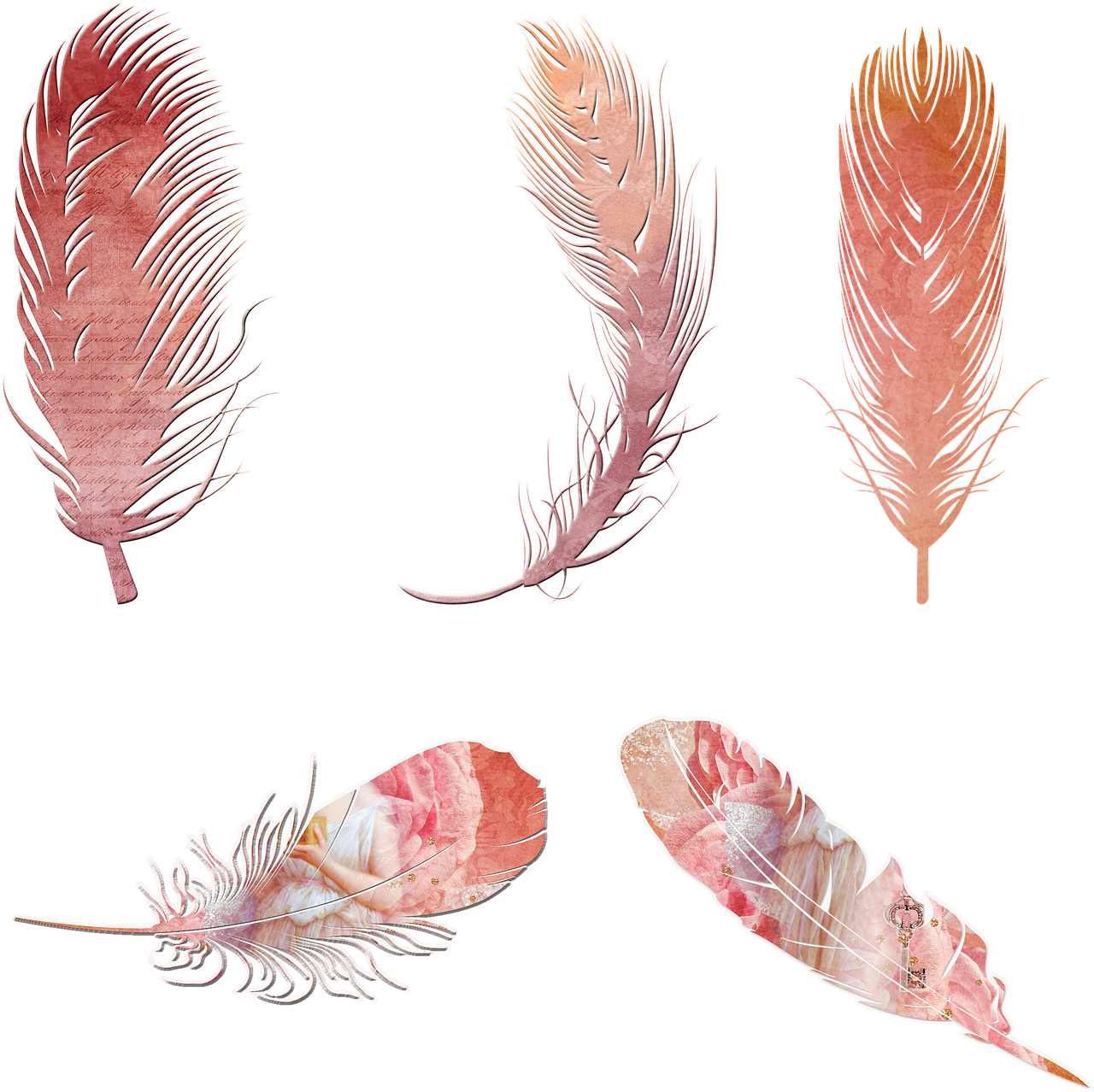 Scrapbooking, Feathers, Elements, Arrow, Bohemian - Feathers Jpg Free Clipart (1280x1278), Png Download