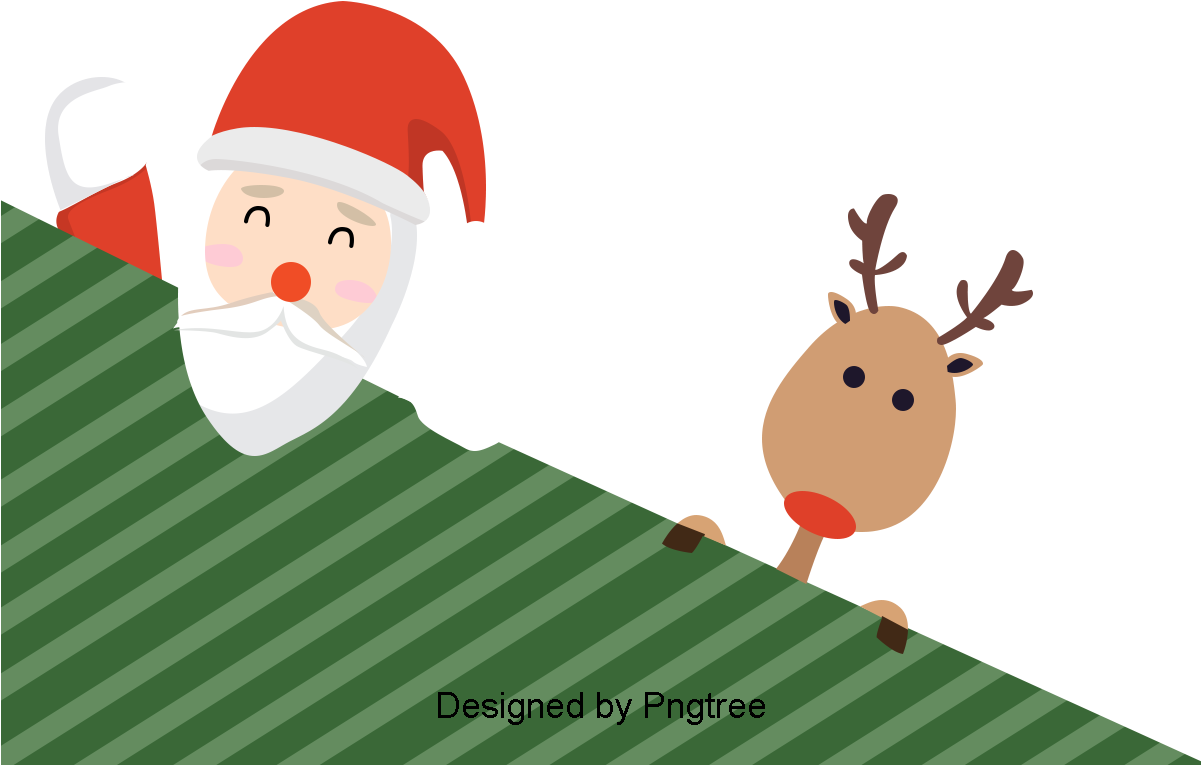 Cartoon Christmas Santa And Deer, Cartoon, Hand Painted, - Christmas Day (1200x1200), Png Download