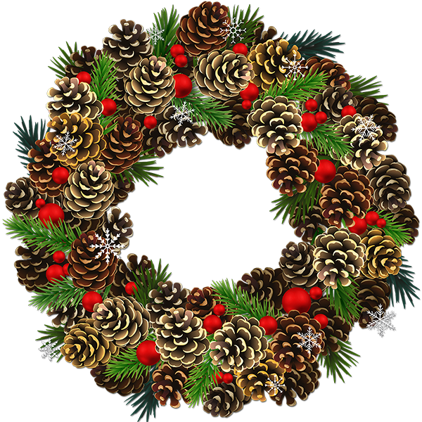 Clipart Library Christmas Watercolor Clipart - Christmas Wreath With Transparent Background (589x600), Png Download