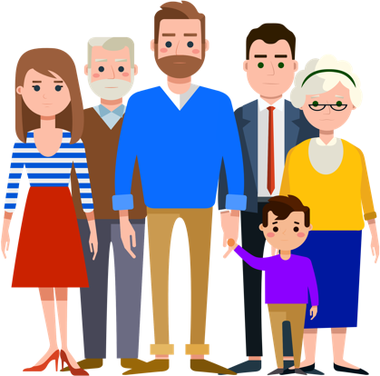 Extended Family Clipart - Extended Family Cartoon Png (419x414), Png Download