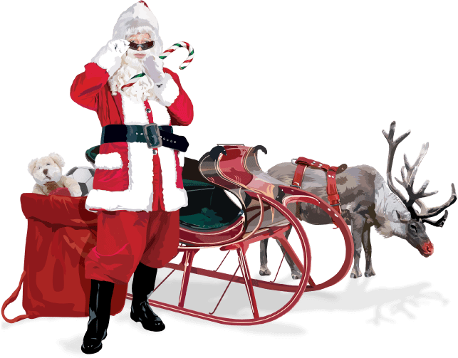 He's Popular Across North America, But The Santa Claus - Santa Claus Deer Png (643x503), Png Download