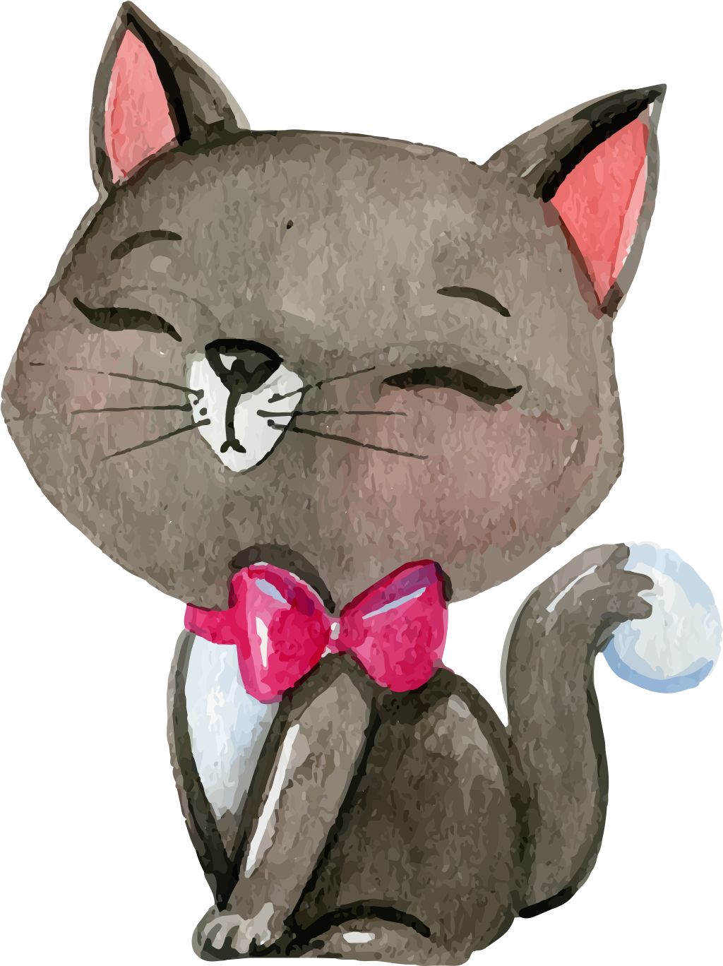 Siamese Cat Kitten Puppy Watercolor Painting Christmas - Watercolor Cartoon Cat (2000x2000), Png Download