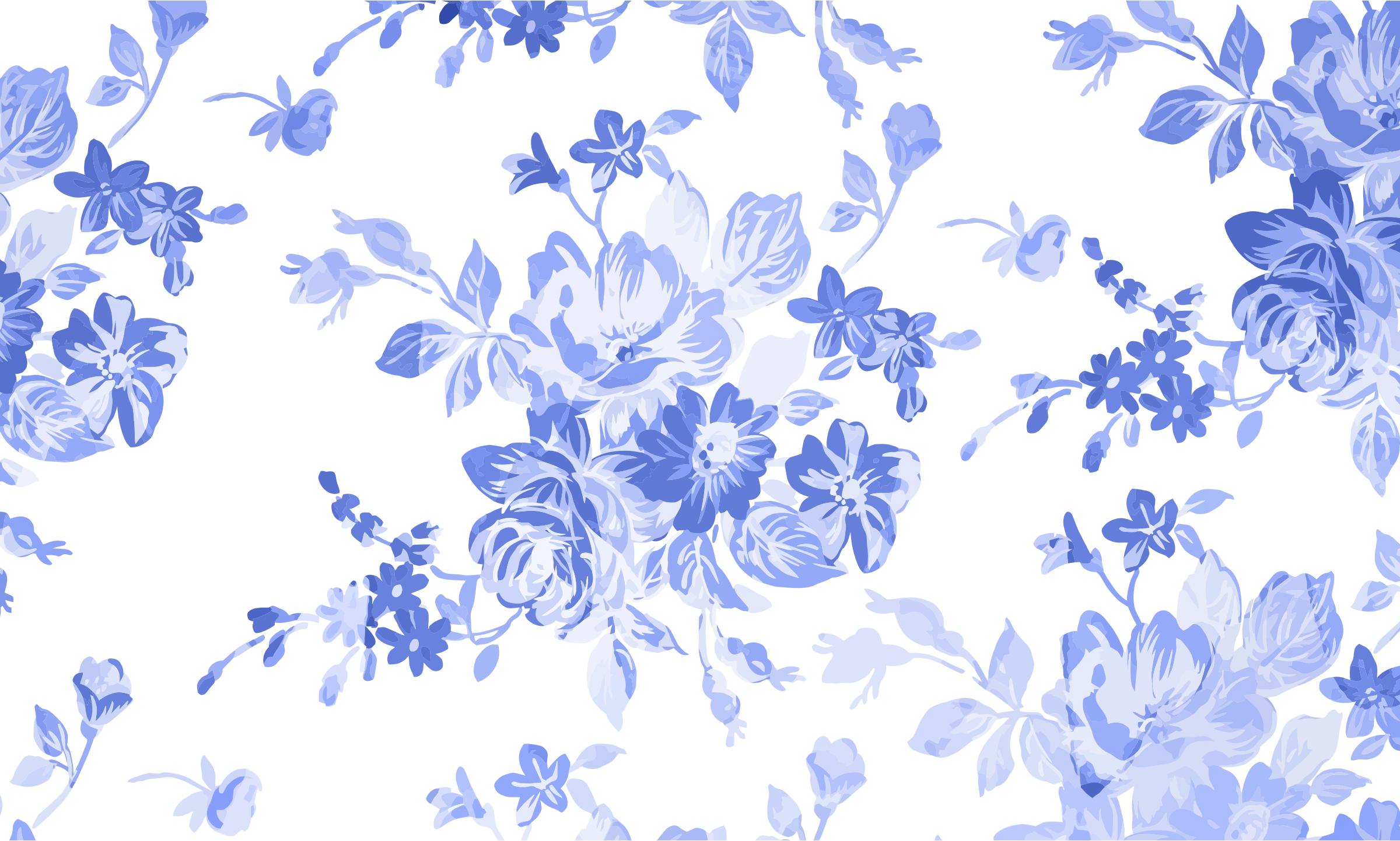 This Free Icons Png Design Of Blue Floral Watercolor (2400x1442), Png Download