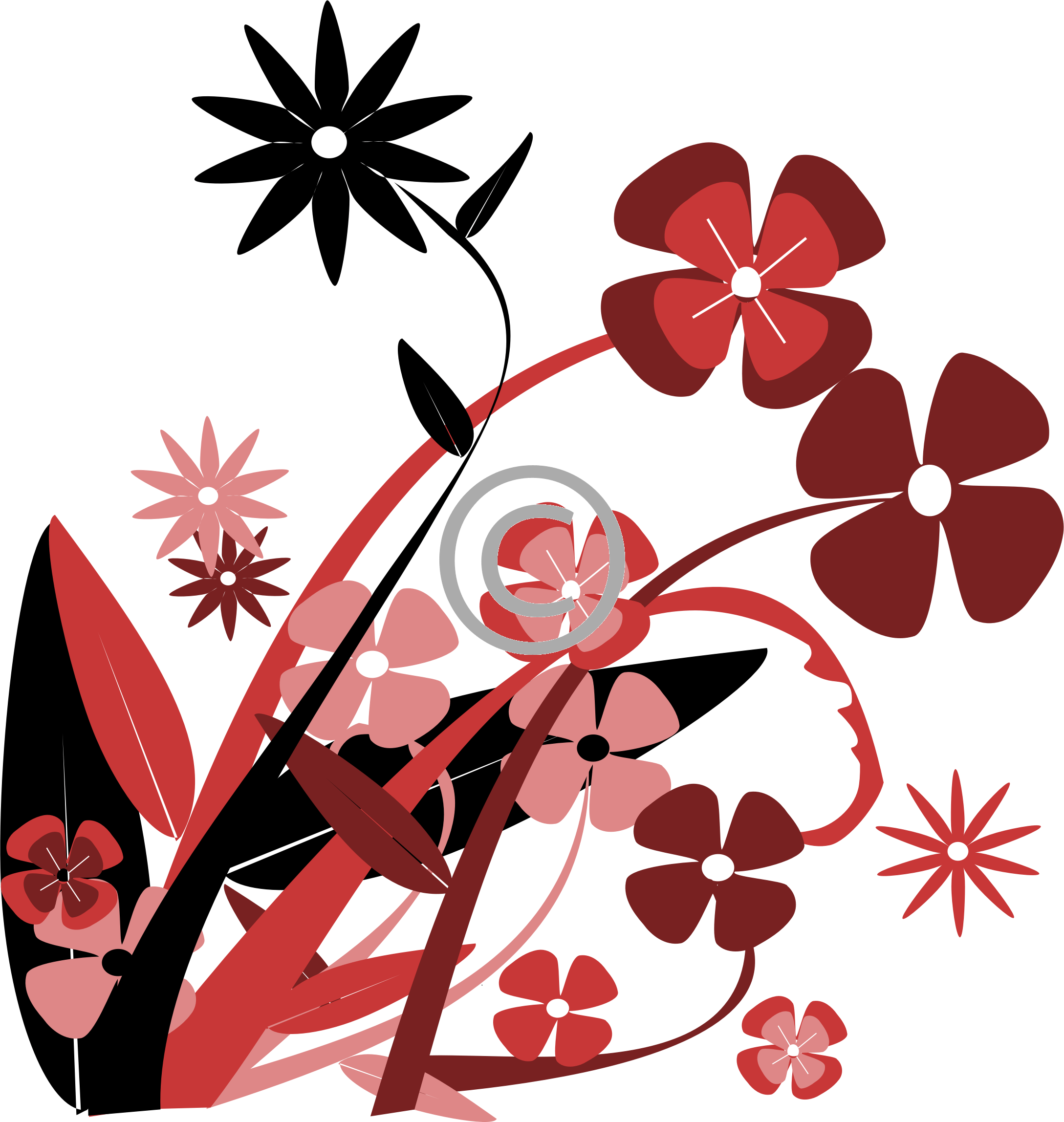 Spring Flowers Vector Png Clipart Free Stock - Vector Red Flowers Png (2175x2400), Png Download