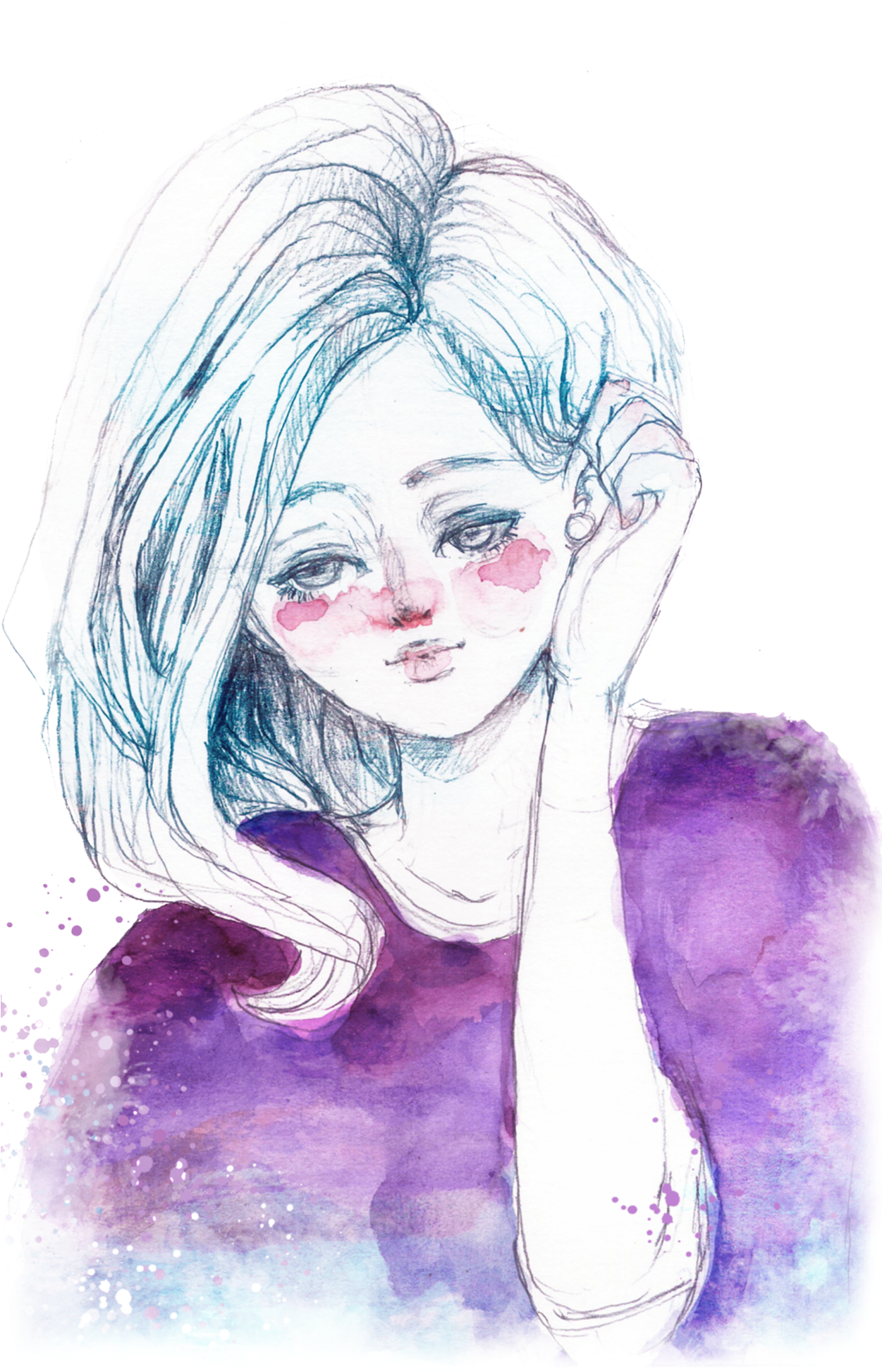 Watercolor Girl - Transparent Watercolor Girl Drawing (2000x2828), Png Download