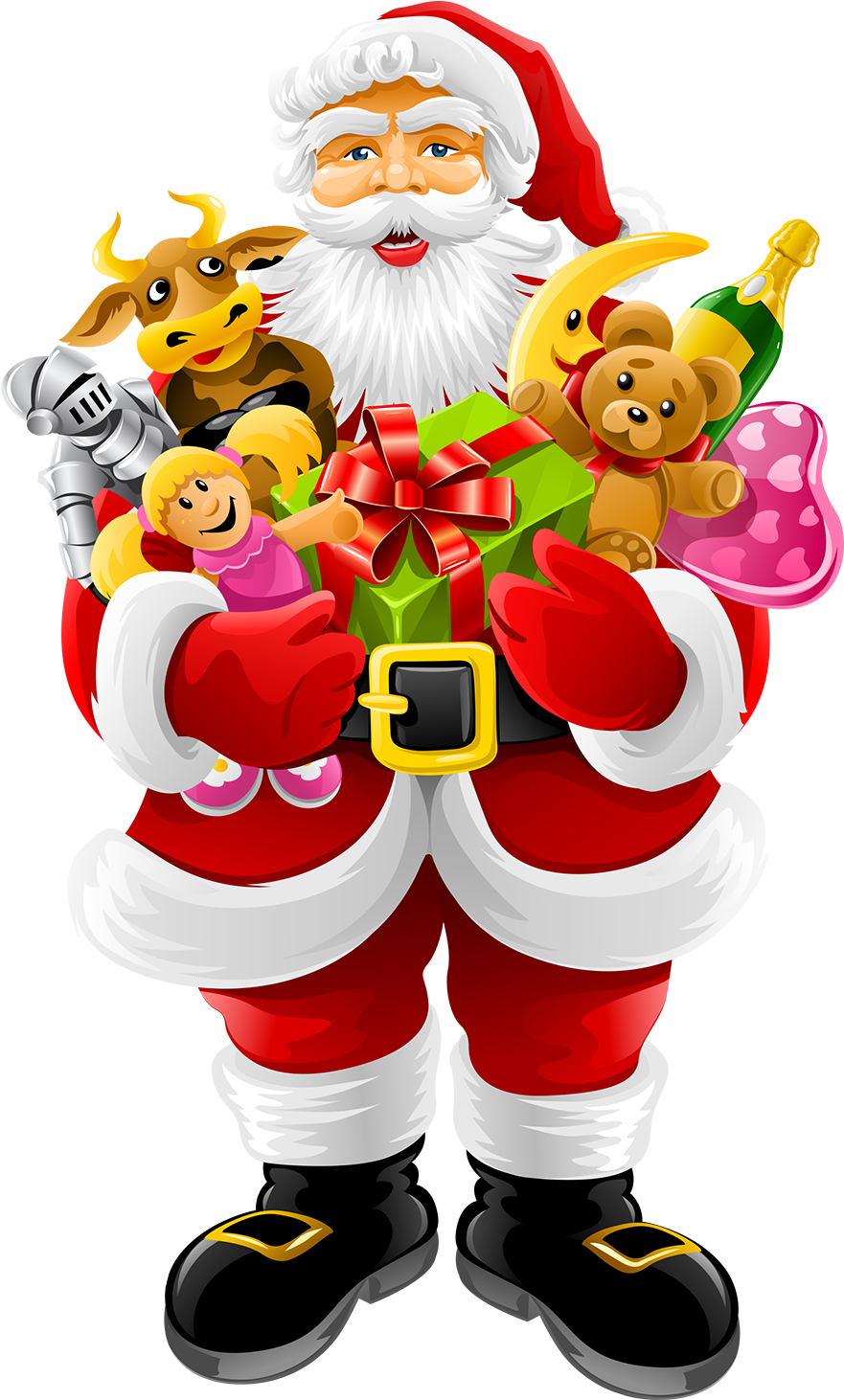 Santa Claus Holding Gifts Png Image - Merry Christmas Card Ideas Santa Claus (1000x1465), Png Download