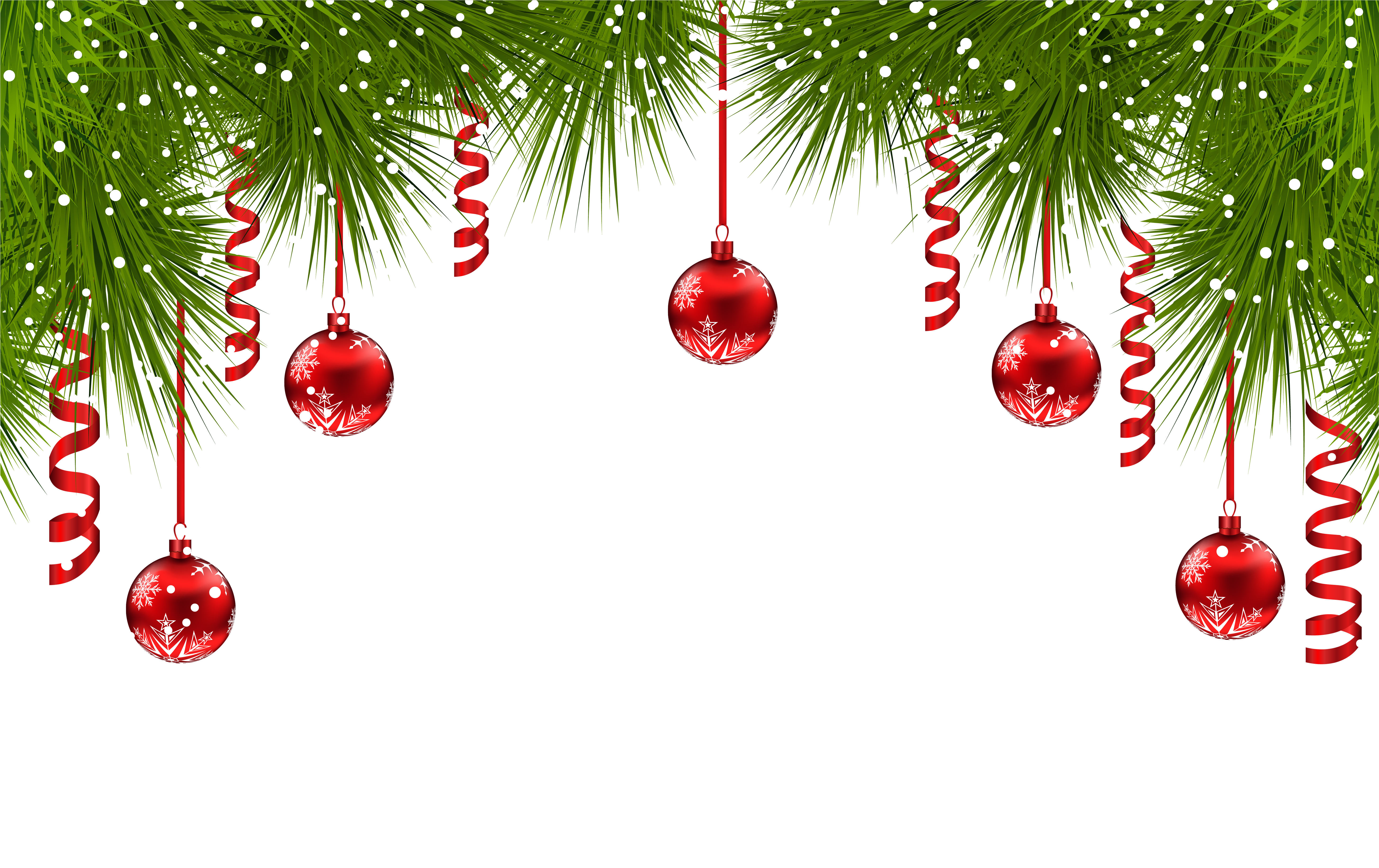 Download Christmas Pine Decor With Red Ornaments Png Clip Art Christmas Graphics Full Size Png Image Pngkit