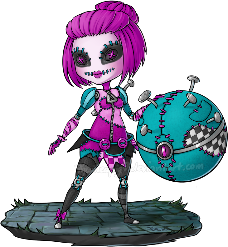 Orianna Sewn Chaos Chibi By 7guineapig7 - Lol Orianna Sewn Chaos (820x874), Png Download