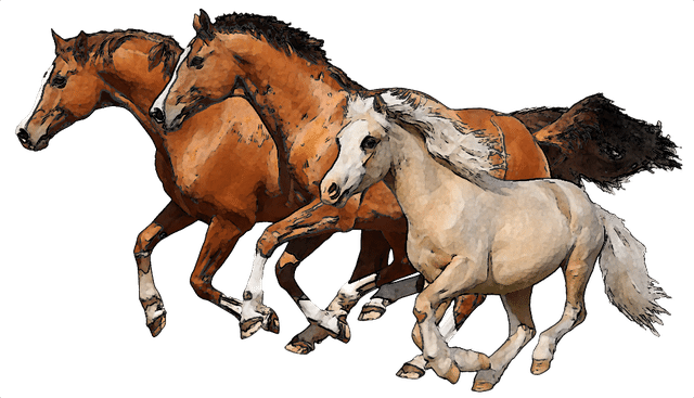 Clip Art Of Horses - Running Horses Png (640x367), Png Download