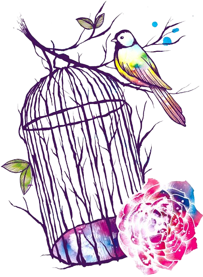 Bird Cage Shared By Cydine On We Heart It Clip Art - Perching Bird (500x625), Png Download