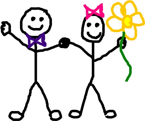 Transparent Download Friends Vector Stick Figure - Stick Figures With Heart (600x410), Png Download