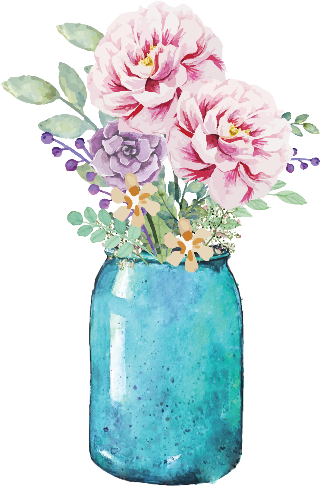 Lauren Baxter Flowers In - Mason Jar Flowers Png (2000x2828), Png Download
