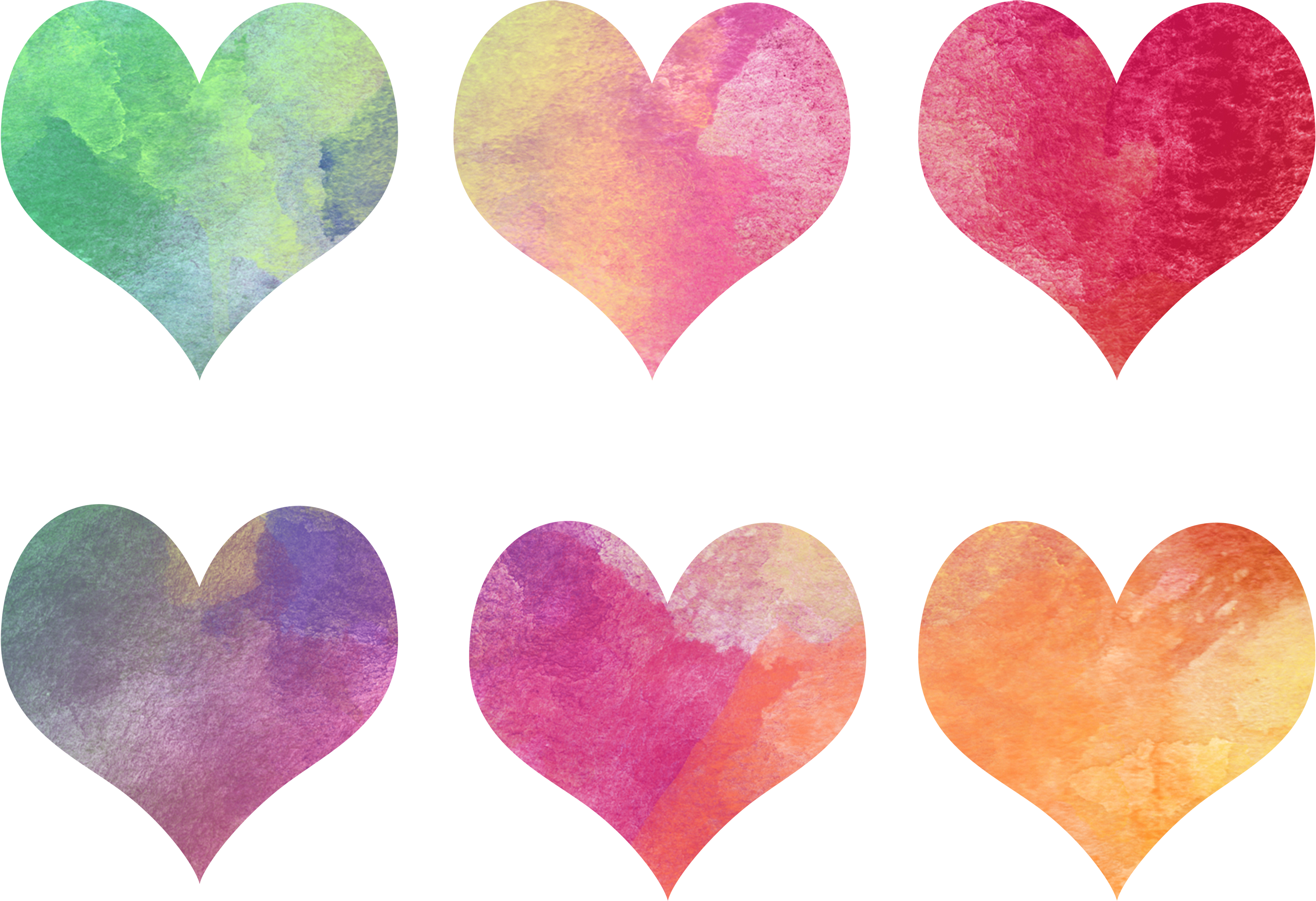 Hearts Colorful Watercolor Valentine Pink - Hearts Watercolor Png (476x340), Png Download