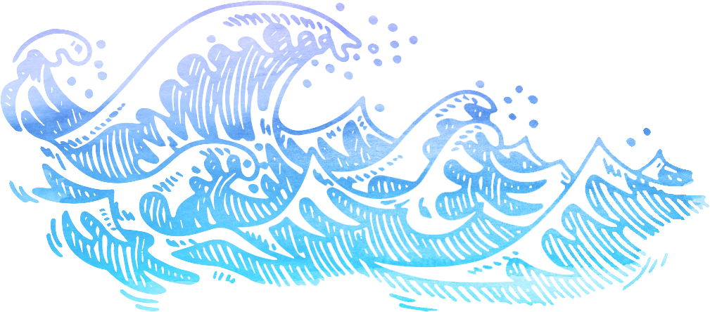 Drawing Watercolor Painting - Waves Drawing Black And White (1024x458), Png Download