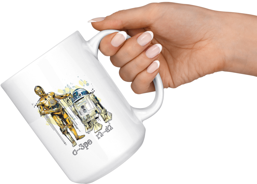 C3po And R2d2 Watercolor Mug Star Wars - Mug (1024x1024), Png Download