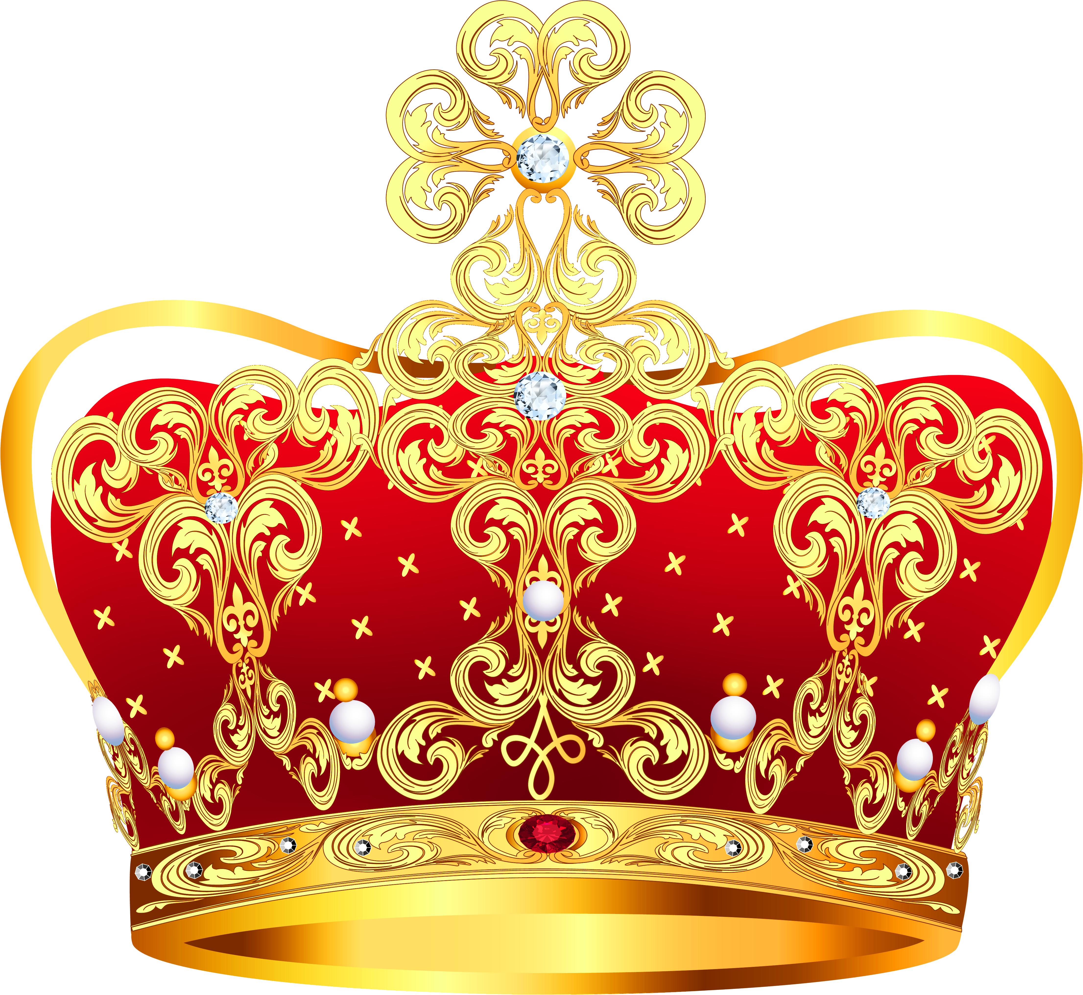Gold And Red Crown With Pearls Png Clipart Picture - Crown For Queen Png (4824x4640), Png Download