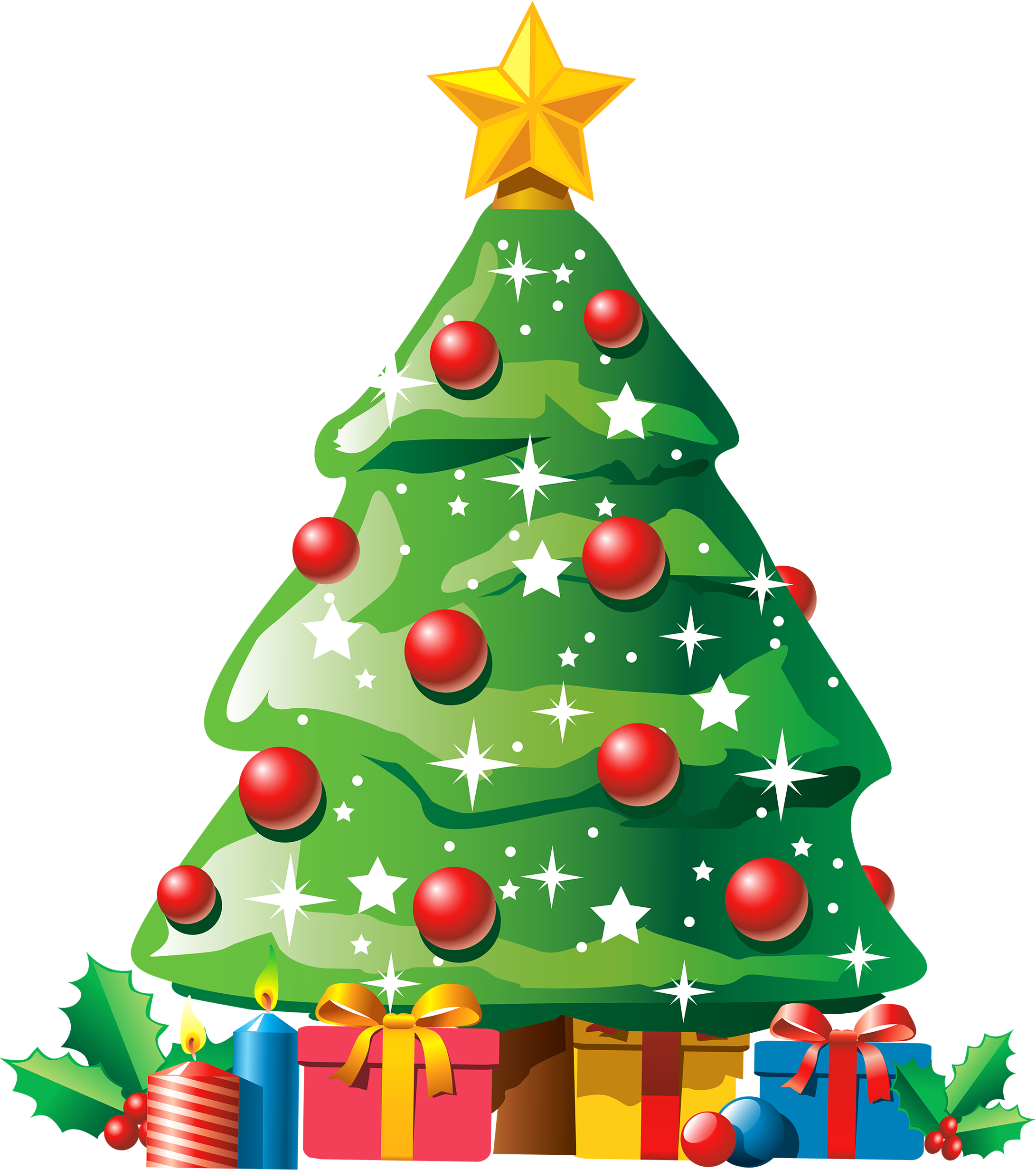 Christmas Tree Clip Art Png - Christmas Tree With Gift (2185x2500), Png Download