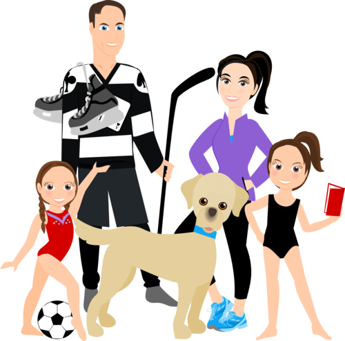 Banner Royalty Free Library Drawing At Getdrawings - Family Of 5 Cartoon (500x493), Png Download