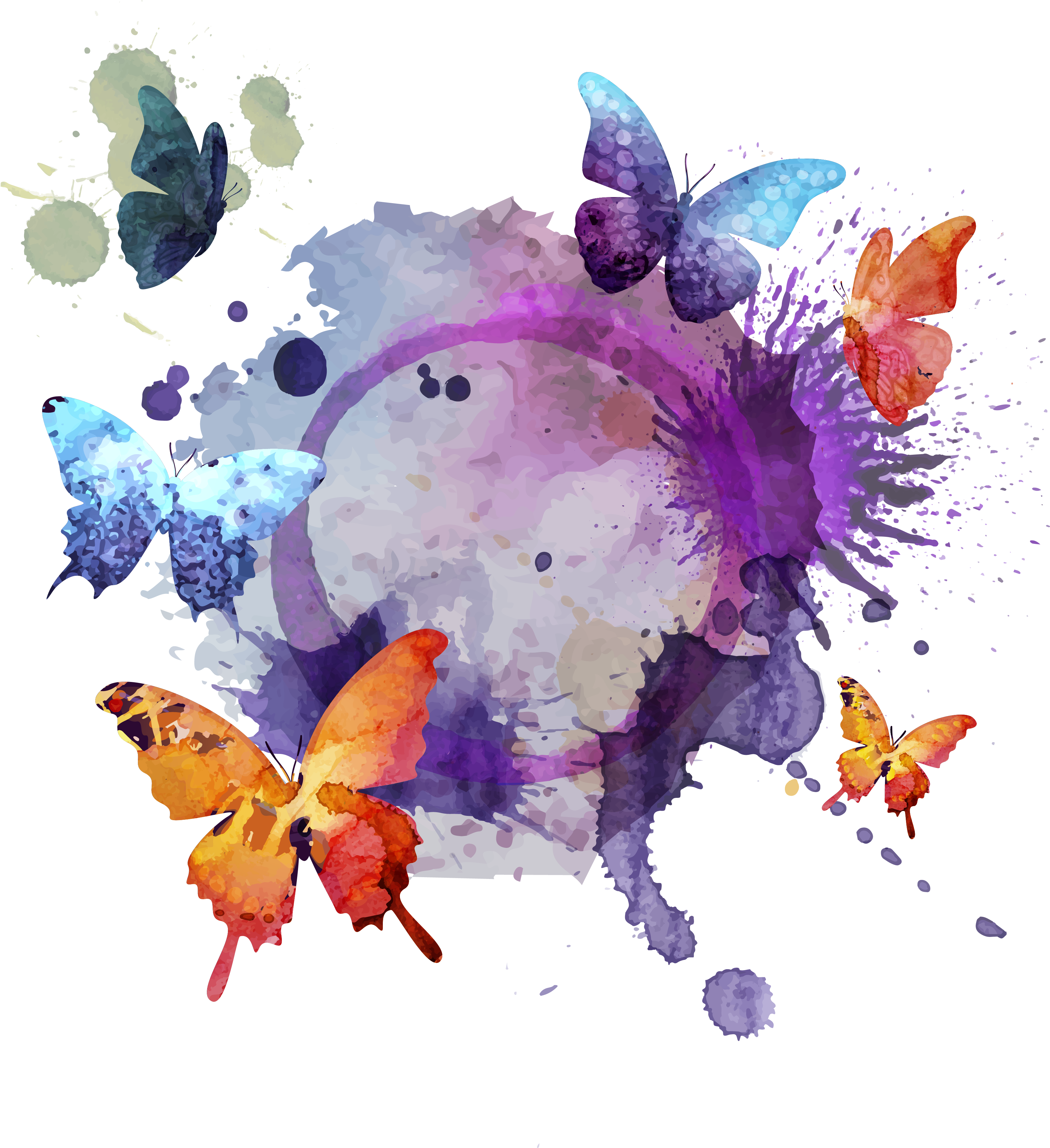 Painting Illustration Render Transprent - Butterflies Background (3608x3763), Png Download