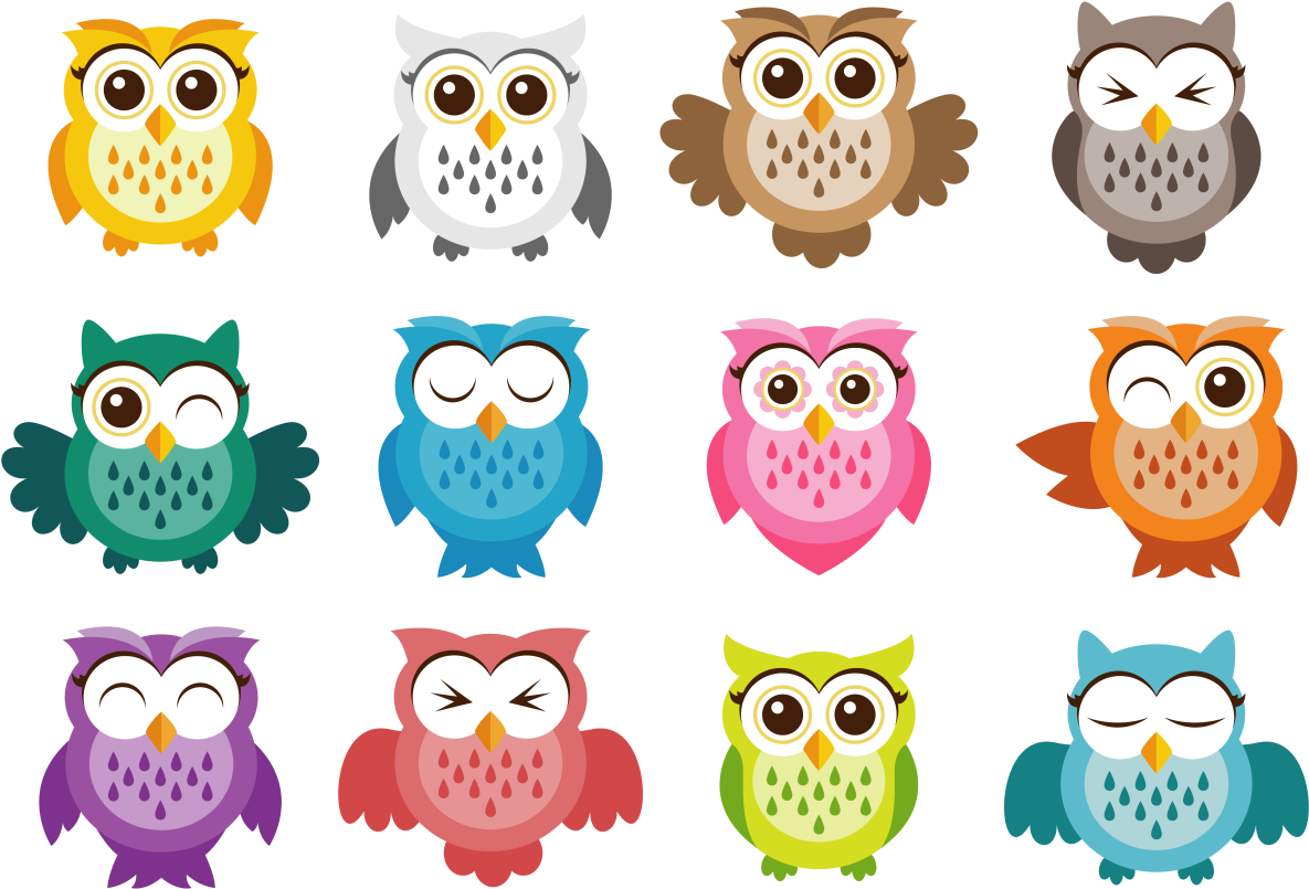 Cute Owl Vector Icons - Vector Graphics (1400x980), Png Download